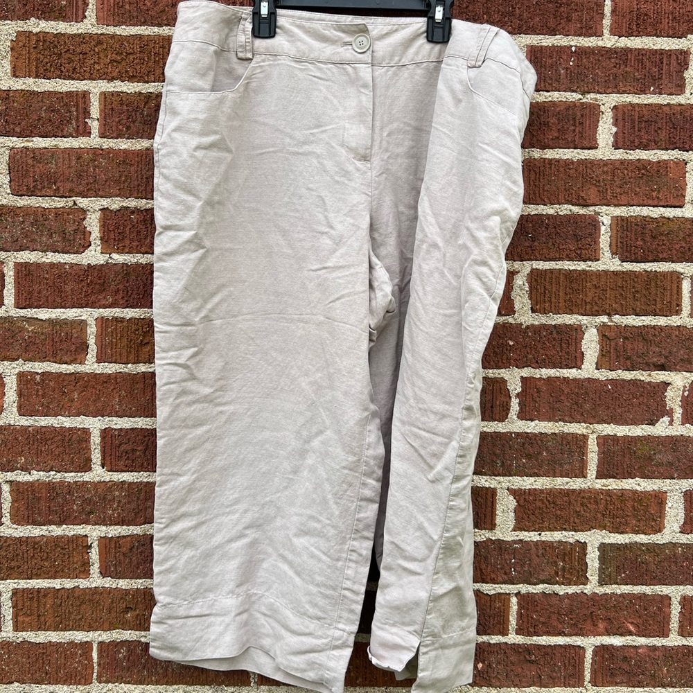 Lane Bryant Cropped Linen Pants Size 18 Coastal Grandmother Style Preppy